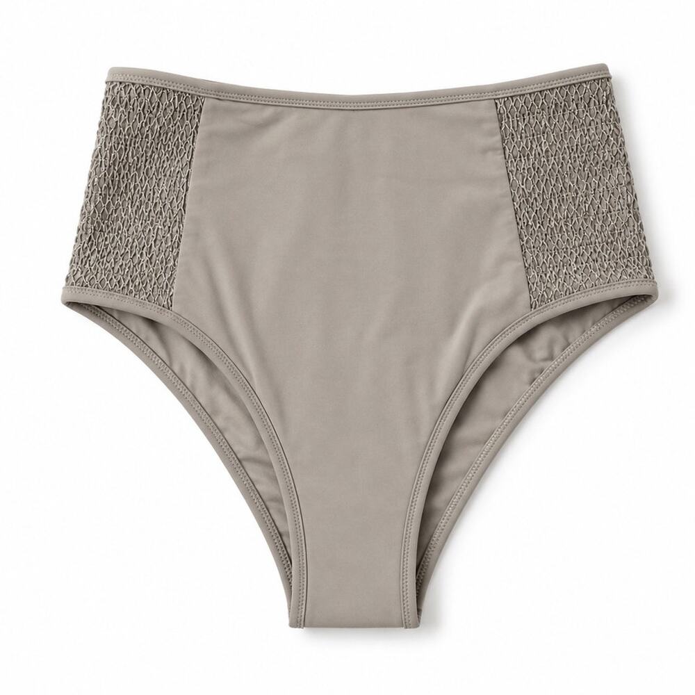 Aerie Taupe High Rise Crochet Side Bikini Bottom Size Medium